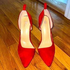 Red velvet suede heels size 9 or 42 womens